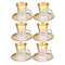 Deco Engraved Gold Abstract Design Istikana Glass Tea Cup and Saucer Set of 6 Pcs 11 cm/70 ml