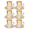 Deco Engraved Gold Abstract Design Istikana Glass Tea Cup and Saucer Set of 6 Pcs 11 cm/120 ml