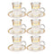 Deco Engraved Gold Abstract Design Istikana Glass Tea Cup and Saucer Set of 6 Pcs 11 cm/70 ml