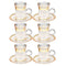 Deco Engraved Gold Abstract Design Istikana Glass Tea Cup and Saucer Set of 6 Pcs 11 cm/70 ml