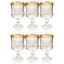 Deco Engraved Gold Abstract Design footed Istikana Glass Tea Cup Set of 6 Pcs 140 ml