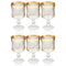 Deco Engraved Gold Abstract Design footed Istikana Glass Tea Cup Set of 6 Pcs 140 ml