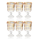 Deco Engraved Gold Abstract Design footed Istikana Glass Tea Cup Set of 6 Pcs 140 ml