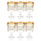 Deco Engraved Gold Abstract Design footed Istikana Glass Tea Cup Set of 6 Pcs 140 ml