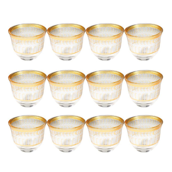 Deco Engraved Glass Cawa Shafee Cup Set of 12 Pcs 60 ml