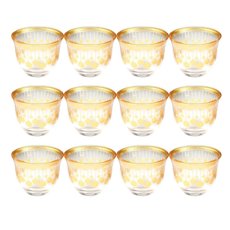 Deco Engraved Glass Cawa Shafee Cup Set of 12 Pcs 60 ml