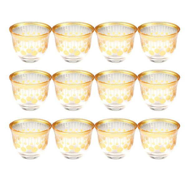 Deco Engraved Glass Cawa Shafee Cup Set of 12 Pcs 60 ml