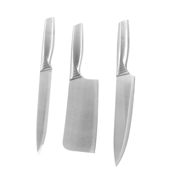 Bass Brand Premium Quality Stainless Steel Chef Kitchen Knife Set of 8 Pcs Silver Handle