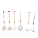 High Quality Plastic Kitchen Cutlery Utensil Spoon Set of 6 Pcs with Chrome Stand 37x15x13 cm