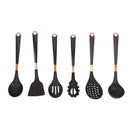 High Quality Plastic Kitchen Cutlery Utensil Spoon Set of 6 Pcs with Chrome Stand 37x15x13 cm