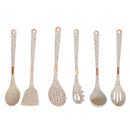 High Quality Plastic Kitchen Cutlery Utensil Spoon Set of 6 Pcs with Chrome Stand 37x15x13 cm