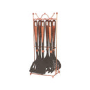 High Quality Plastic Kitchen Cutlery Utensil Spoon Set of 6 Pcs with Chrome Stand 11*17*39 cm