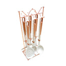 High Quality Plastic Kitchen Cutlery Utensil Spoon Set of 6 Pcs with Chrome Stand 11*17*39 cm