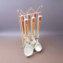 High Quality Plastic Kitchen Cutlery Utensil Spoon Set of 6 Pcs with Chrome Stand 11*17*39 cm