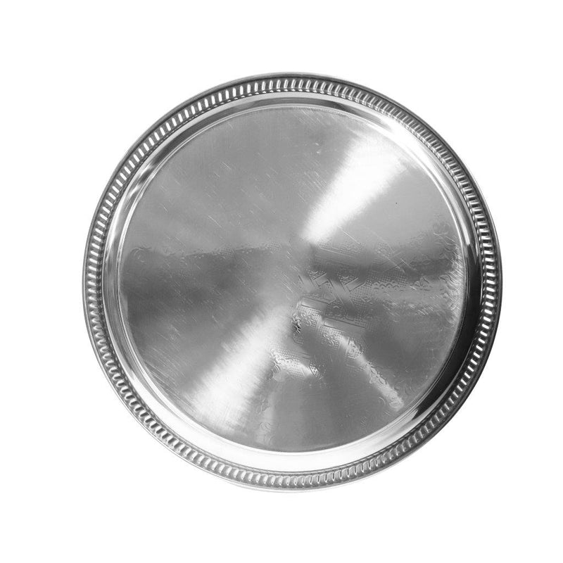 Stainless Steel Round Flat Silver Serving Tray 40 cm