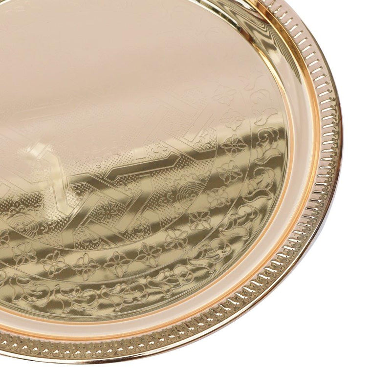 Stainless Steel Round Flat Gold Serving Tray 40 cm