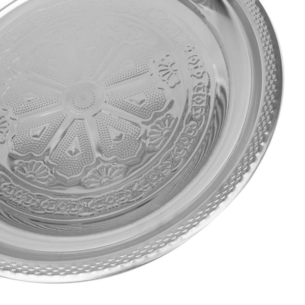 Stainless Steel Round Flat Silver Serving Tray 34 cm