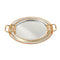 Deco Silver Metal Oval Serving Tray Set of 2 Pcs Crafted Handles 35*27/43*35 cm