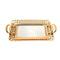 Deco Gold Metal Rectangle Serving Tray Set of 2 Pcs Crafted Handles 40*28/33.5*23 cm