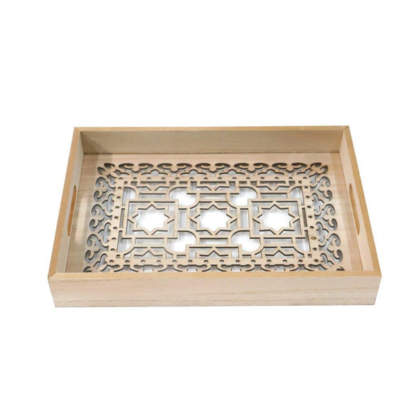 Abstract Deco Food Tray MDF  Rectangle Serving Tray Set of 2 Pcs 30*40/25*35 cm