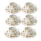 Royal Cream Abstract Print Ceramic Coffee Cup & Saucer Set of 6 Pcs