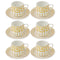 Royal Cream Abstract Print Ceramic Coffee Cup & Saucer Set of 6 Pcs