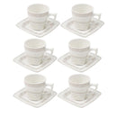 Royal Cream Abstract Print Ceramic Coffee Cup & Saucer Set of 6 Pcs