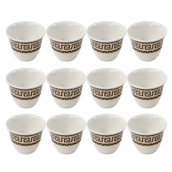 Ceramic Coffee Cawa Shafee Cup Set of 12 Pcs Abstract Print 80 cc