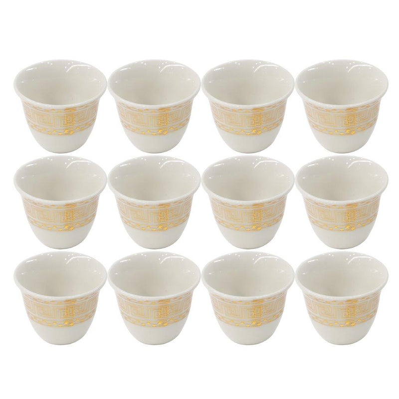 Ceramic Coffee Cawa Shafee Cup Set of 12 Pcs Abstract Print 80 cc