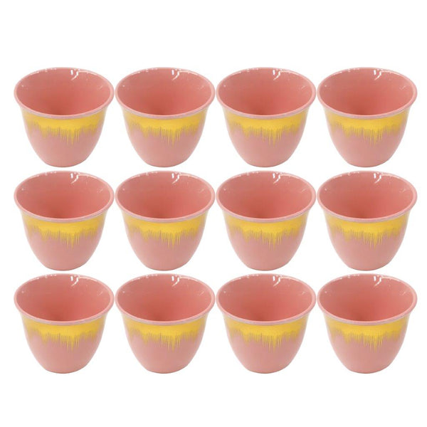 Ceramic Coffee Cawa Shafee Cup Set of 12 Pcs Abstract Print 80 cc