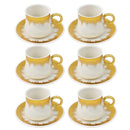 Ceramic Coffee Cup and Saucer Set of 6 Pcs Abstract Print Design 90CC/11 cm