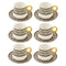 Ceramic Coffee Cup and Saucer Set of 6 Pcs Abstract Print Design 90CC/11 cm