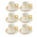 Ceramic Coffee Cup and Saucer Set of 6 Pcs Abstract Print Design 90CC/11 cm