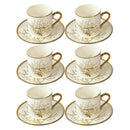 Ceramic Coffee Cup and Saucer Set of 6 Pcs Abstract Print Design 85CC/11 cm