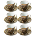 Ceramic Coffee Cup and Saucer Set of 6 Pcs Abstract Print Design 85CC/11 cm