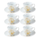 Ceramic Coffee Cup and Saucer Set of 6 Pcs Abstract Print Design 85CC/11 cm