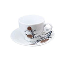 Ceramic Coffee Cup and Saucer Set of 6 Pcs Abstract Print Design 85CC/11 cm