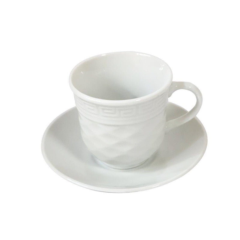 Ceramic Coffee Cup and Saucer Set of 6 Pcs Plain Design 85CC/11 cm