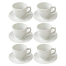 Ceramic Coffee Cup and Saucer Set of 6 Pcs Plain Design 85CC/11 cm