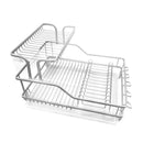 Metal Dish Drainer Rack Cutlery Storage Organizer Combo Water Drainer Tray