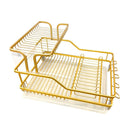 Metal Dish Drainer Rack Cutlery Storage Organizer Combo Water Drainer Tray