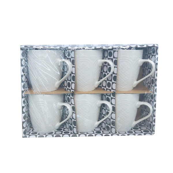 Ceramic Coffee Mug Set of 6 Pcs with Box White & Tableware 9*11 cm