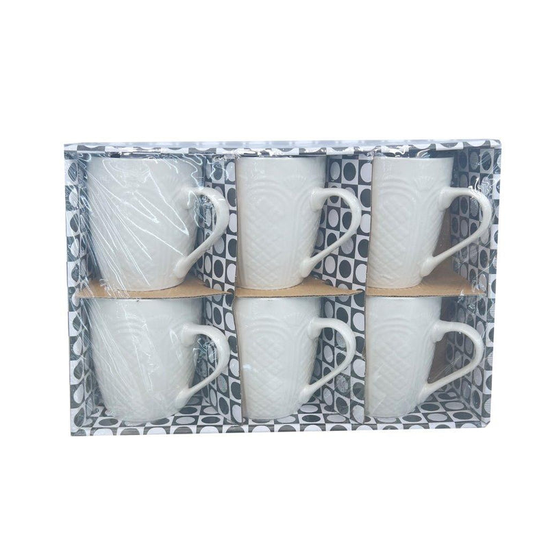 Ceramic Coffee Mug Set of 6 Pcs with Box White & Tableware 9*11 cm