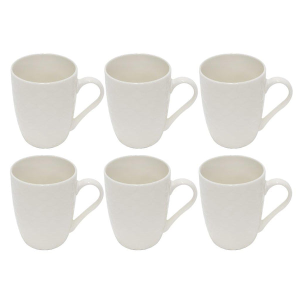 Ceramic Coffee Mug Set of 6 Pcs with Box White & Tableware 9*11 cm