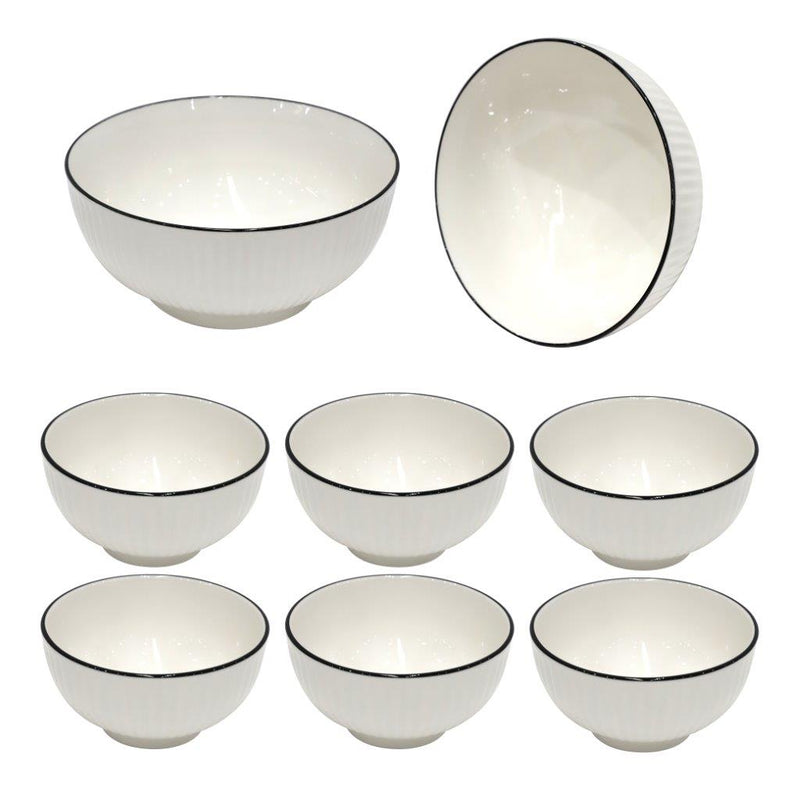 Ceramic Dinnerware Serveware Plain White Bowl Set of 7 Pcs 7pcs set (4.5"/8")