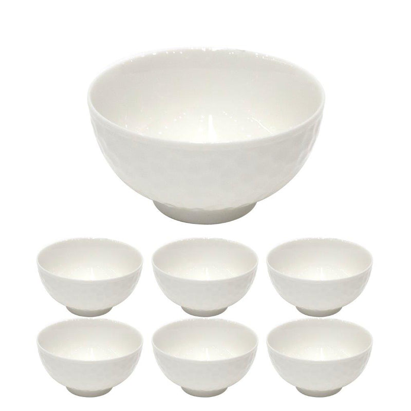 Ceramic Dinnerware Serveware Plain White Bowl Set of 7 Pcs 7pcs set (4.5"/8")