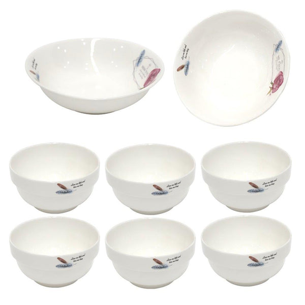 Ceramic Dinnerware Serveware Floral Pattern Bowl Set of 7 Pcs 7pcs set (4.5"/8")