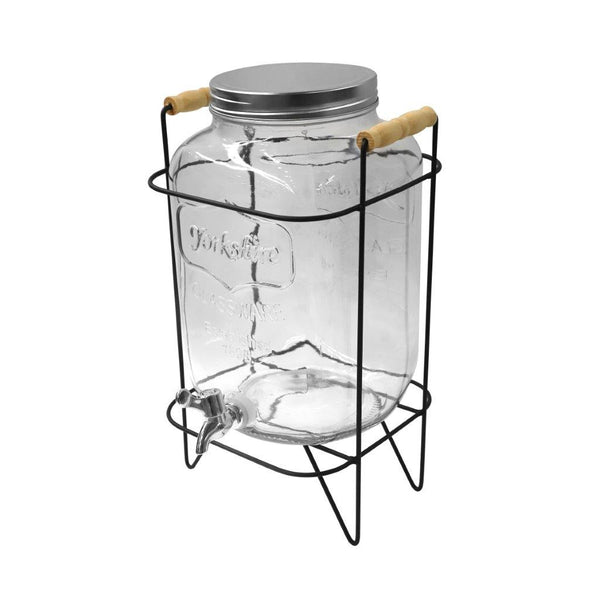 Glass Beverage Dispenser with Stand and Tap 8L