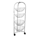 Iron Fruit Vegetable Trolley 4 Tier Wheels Kitchen Storage Shelf Chrome Finish 32*32*86 cm