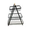 Contemporary Style Portable Metal Two Tier Fruit and Vegetable Storage Basket Timber Handle 30*18*33 cm